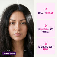 sohl-I.D. hair serum before and after — dull to glossy