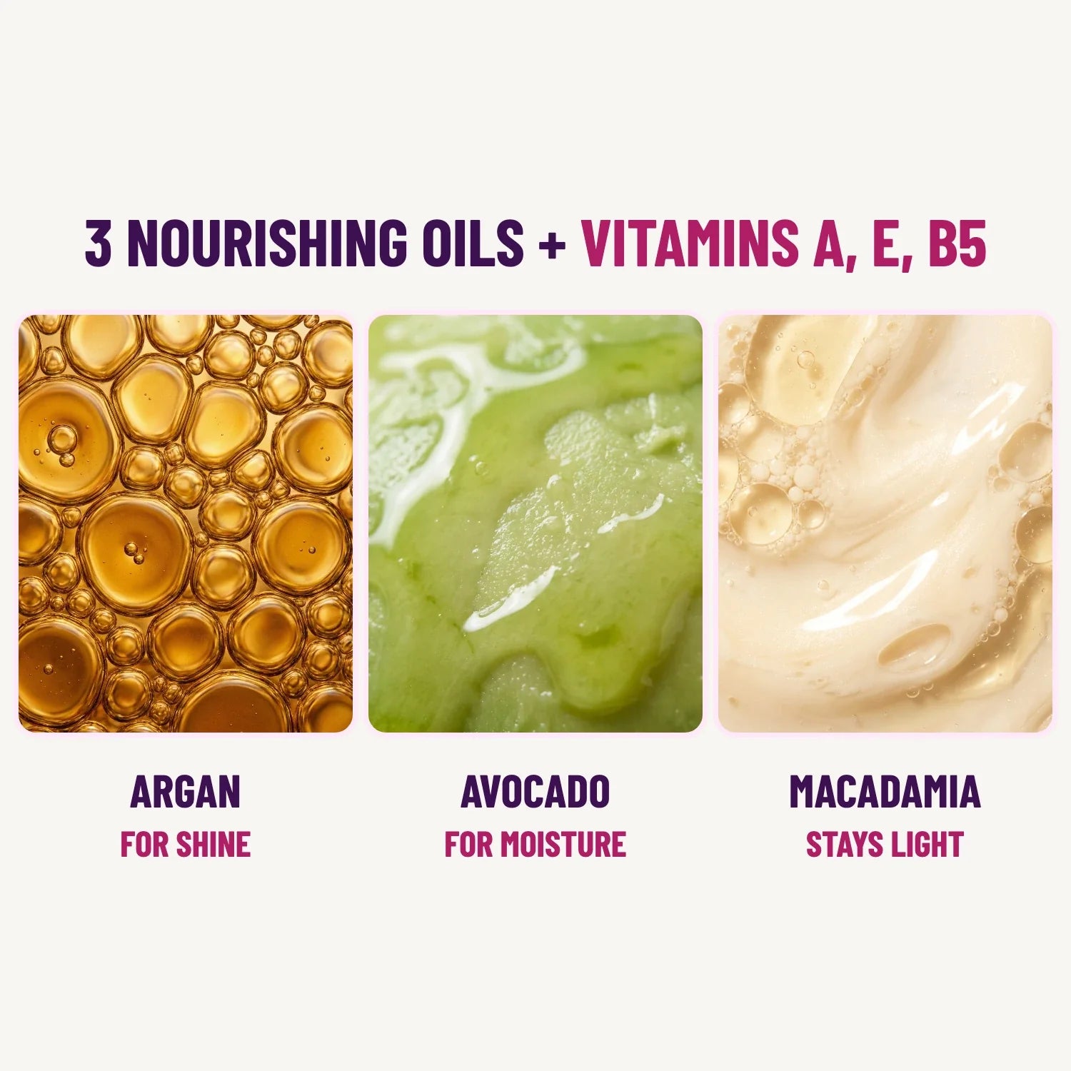 Argan avocado macadamia + vitamins A,E,B5