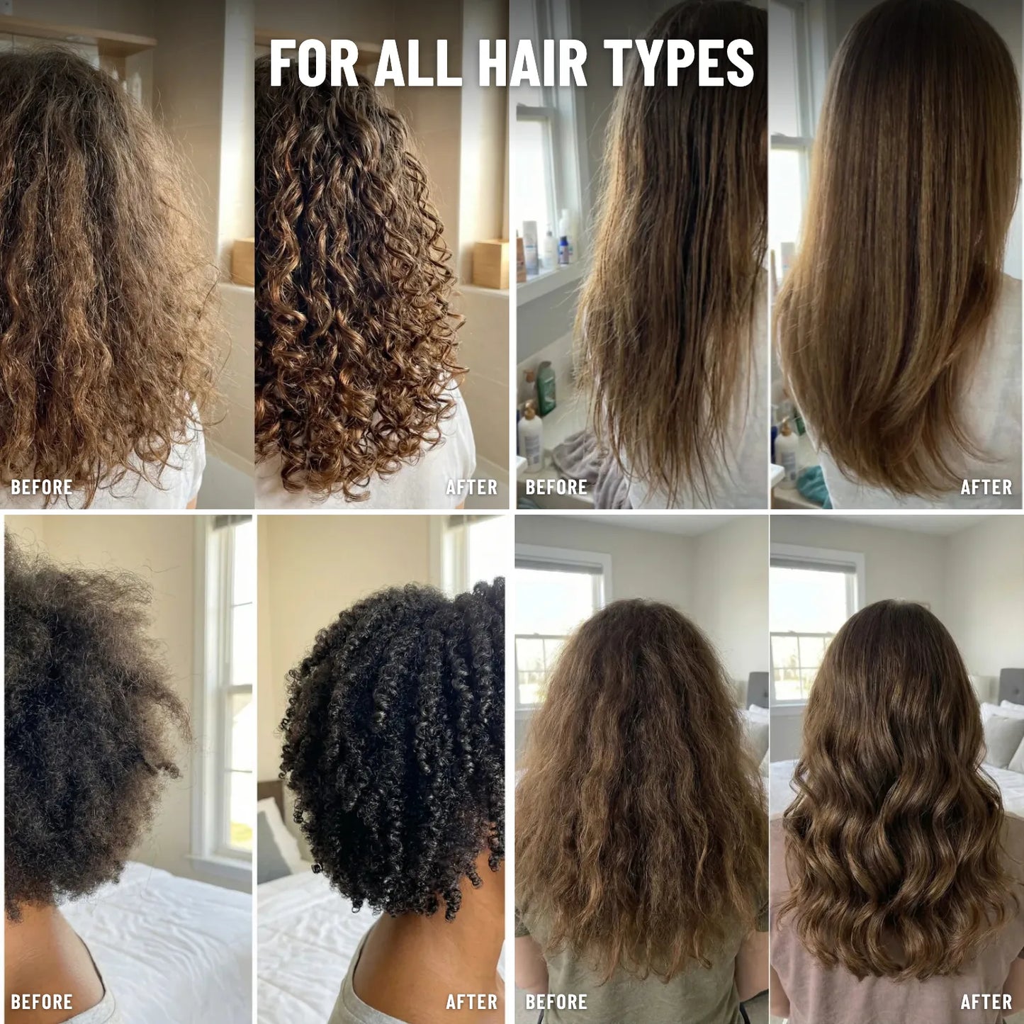 Before and after across hair types